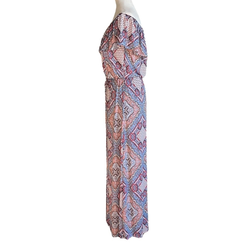 No Comment Geometric Maxi Romper With Ruffle Neckline - Picture 12 of 12